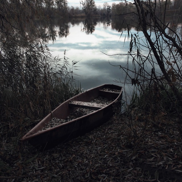 Boat, boating lake, autumn, trees